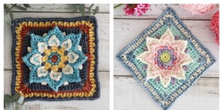 Lotus Flower Granny Square Free Crochet Pattern