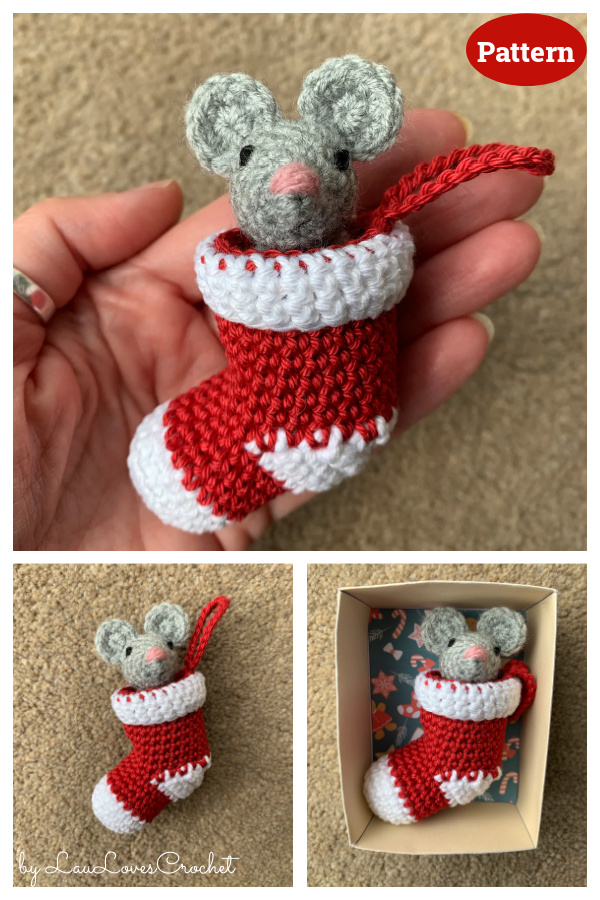 Matchbox Christmas Stocking Mouse Crochet Pattern