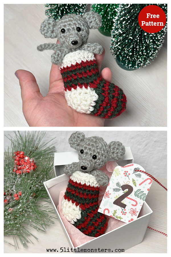 Merry Amigurumi Mouse in Stocking Free Crochet Pattern