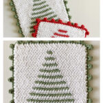 Tree Stripe Hot Pad with Dot Border Free Crochet Pattern and Video Tutorial