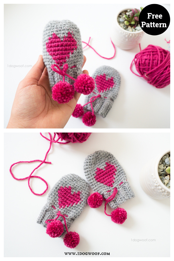 Baby Heart Mittens Free Crochet Pattern