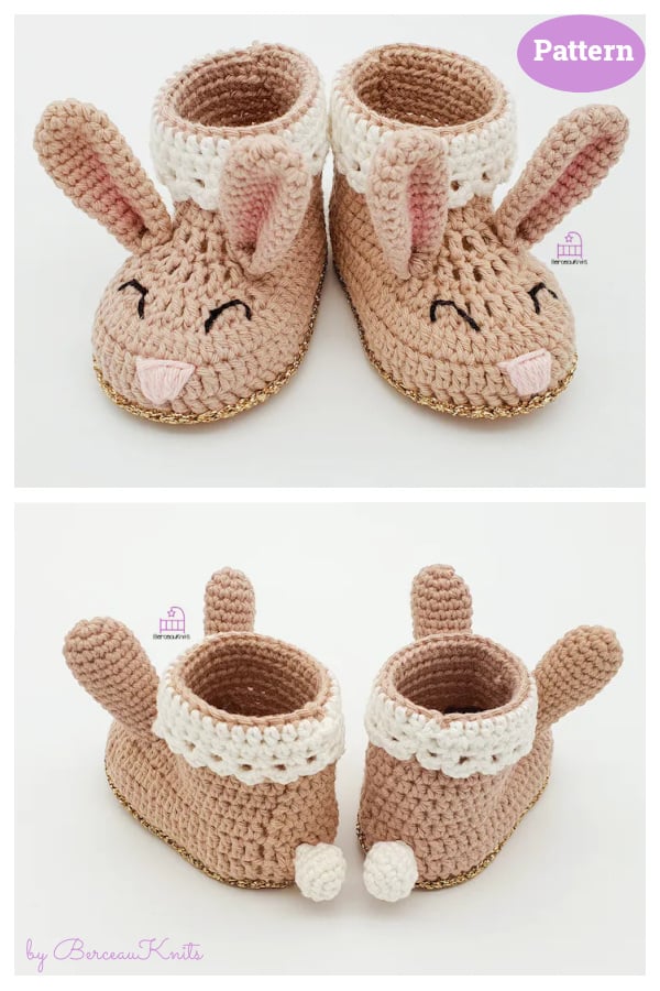 Benjamin the Bunny Baby Booties Crochet Pattern