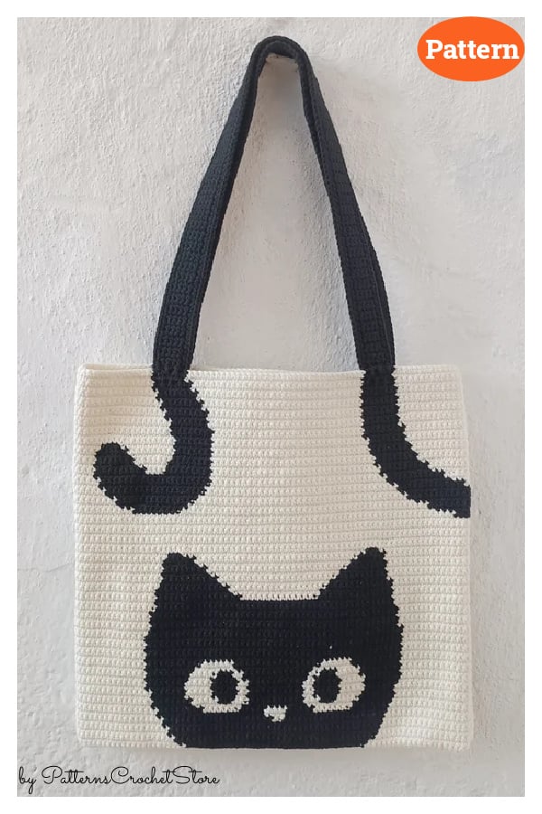 Black Cat Tote Bag Crochet Pattern