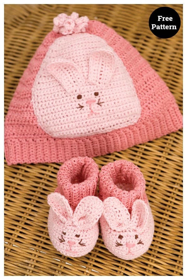 Bunny Baby Hat and Booties Free Crochet Pattern
