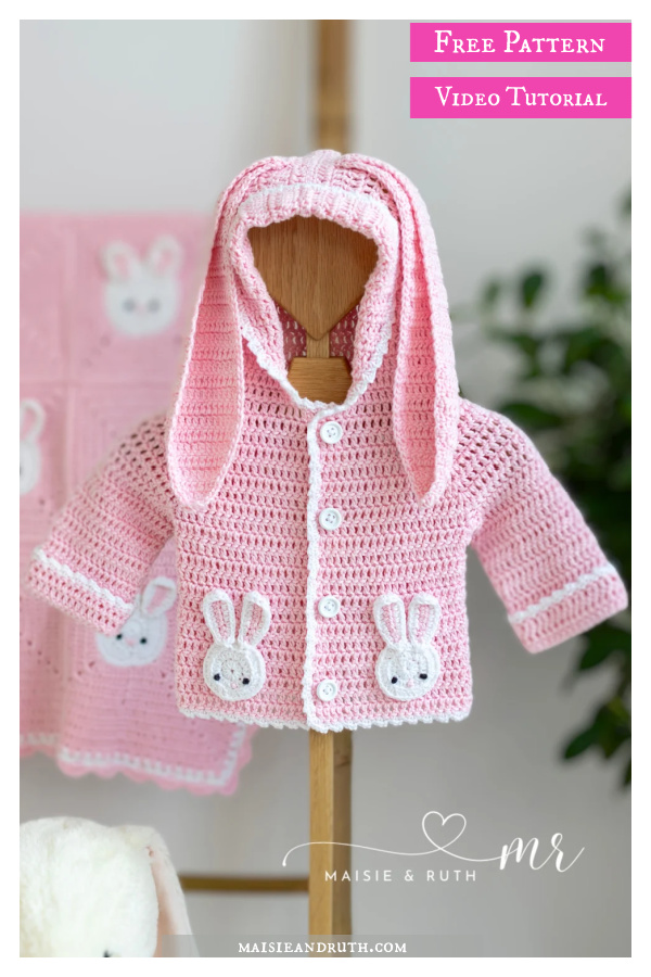 Bunny Baby Hoodie Sweater Free Crochet Pattern and Video Tutorial