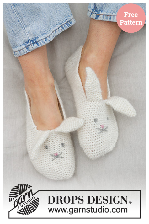 Bunny Ears Slippers Free Crochet Pattern