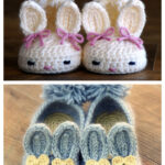 Bunny Slipper Rabbit Baby Booties Crochet Pattern