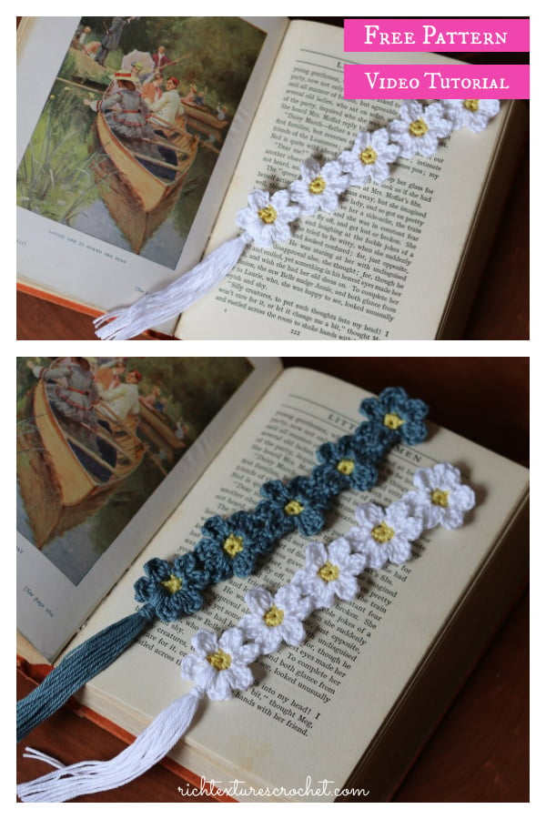Dainty Daisy Bookmark Free Crochet Pattern and Video Tutorial