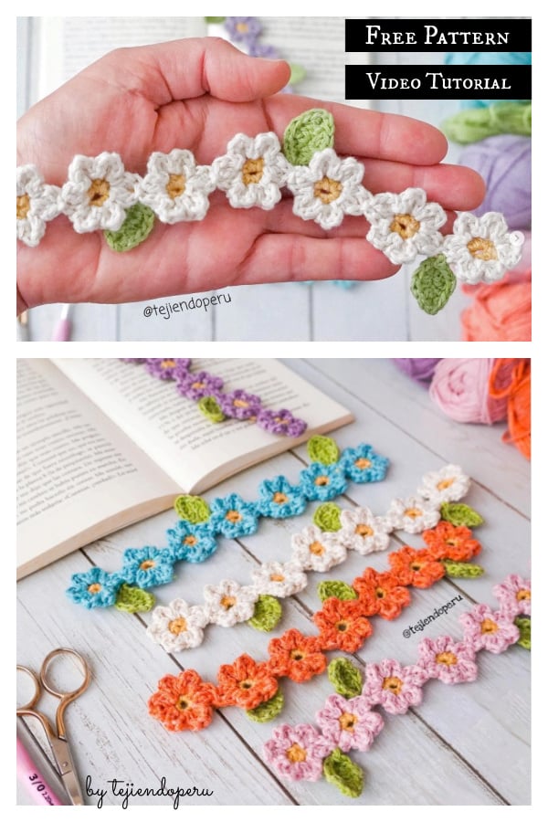 Flower Bookmark Free Crochet Pattern and Video Tutorial