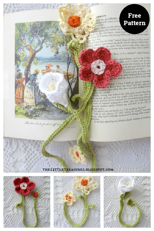 Flower Bookmarks Free Crochet Pattern