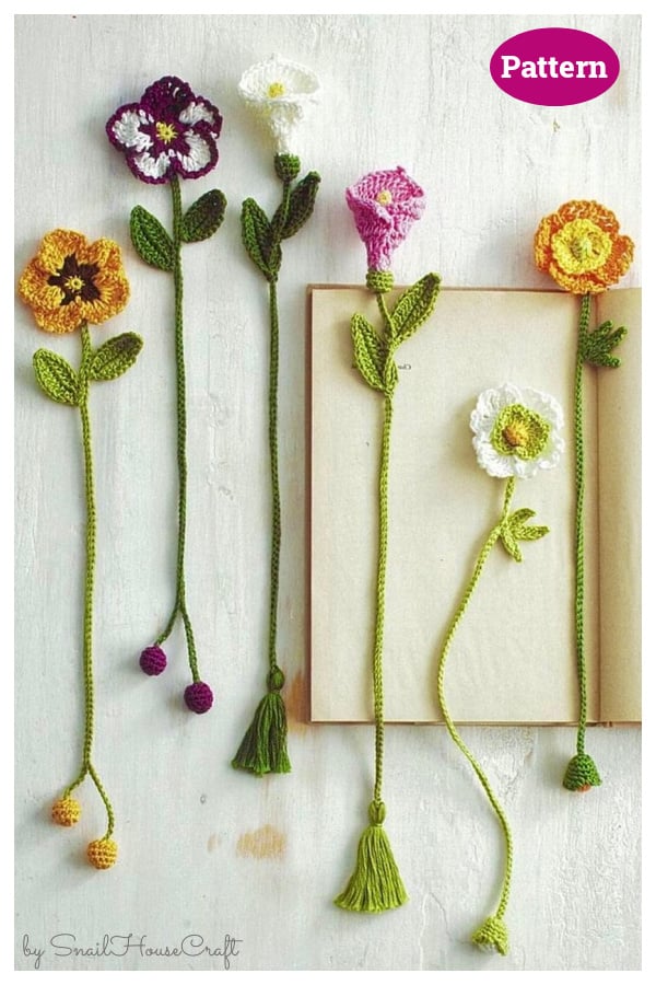 Flowers Bookmark Crochet Pattern