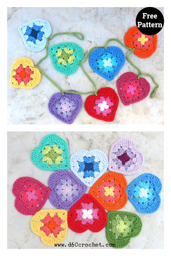 Granny Hearts Free Crochet Pattern