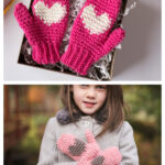 Heart Mittens Crochet Pattern