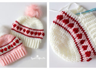 Hearts in a Row Hat Free Crochet Pattern and Video Tutorial