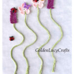 Lavender and Cherry Blossom Flower Bookmark Free Crochet Pattern and Video Tutorial