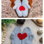 Mittens with Heart Free Crochet Pattern and Video Tutorial