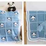 Panda Squares Baby Blanket Free Crochet Pattern and Video Tutorial