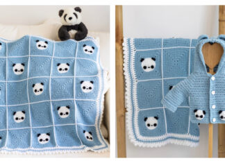 Panda Squares Baby Blanket Free Crochet Pattern and Video Tutorial