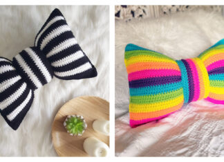 Striped Bow Pillow Free Crochet Pattern