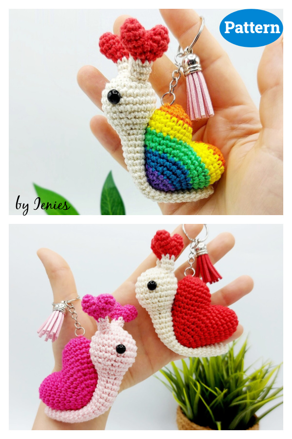 Valentine Snail Amigurumi Keychain Crochet Pattern