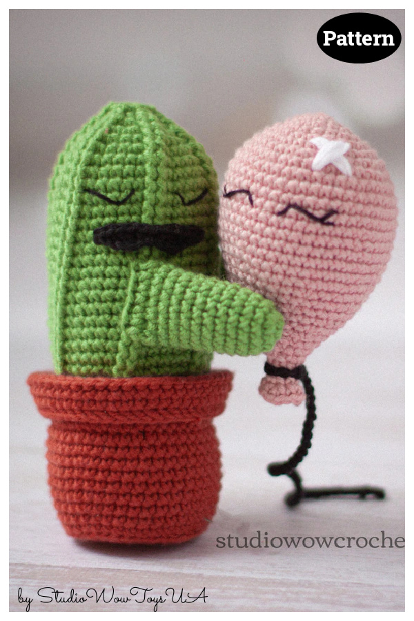 Valentine's Day Cactus and Balloon Crochet Pattern