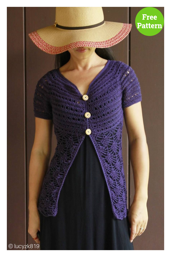 Ariane Pineapple Cardigan Free Crochet Pattern