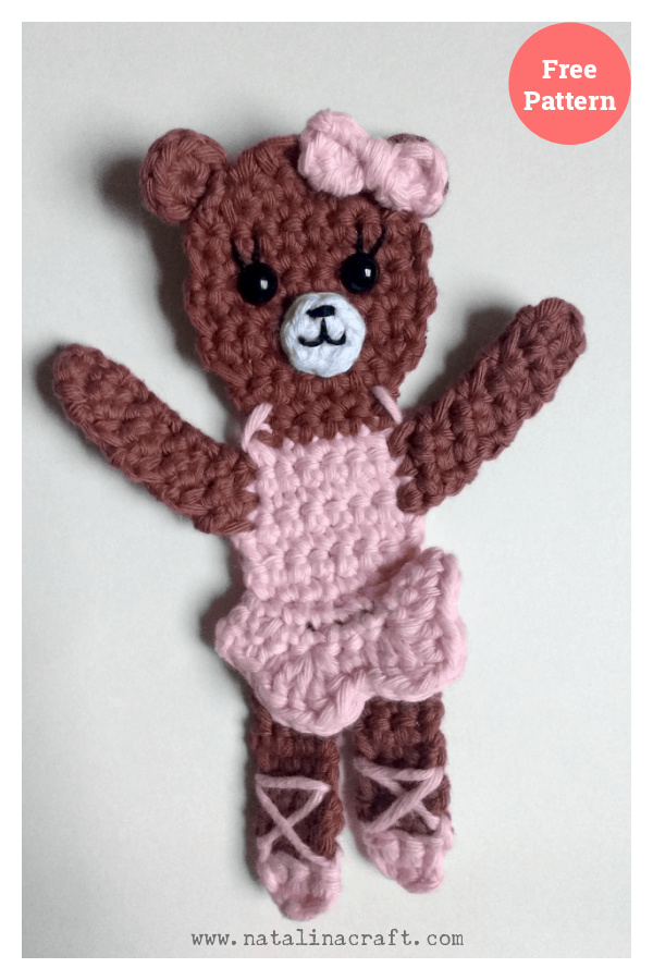 Ballerina Bear Applique Free Crochet Pattern