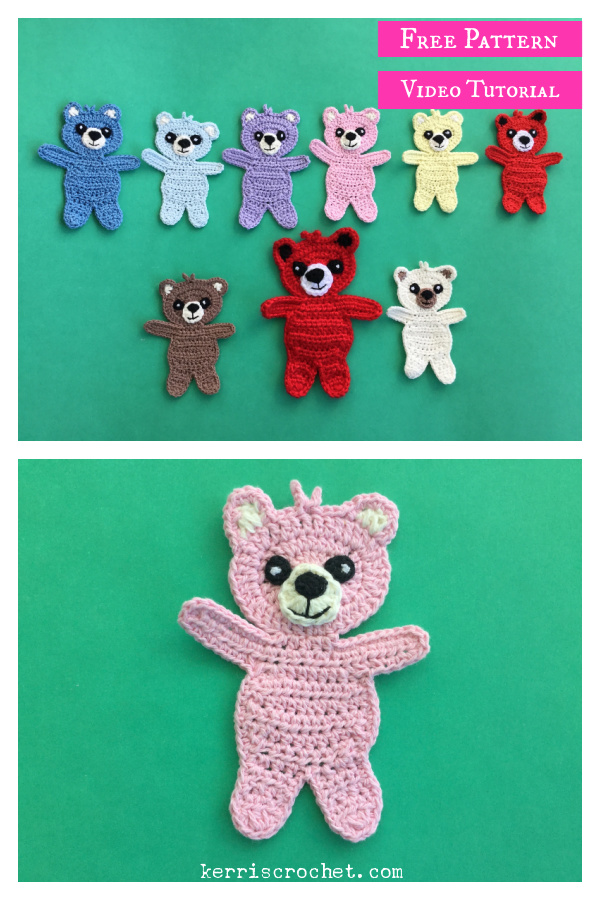 Child Teddy Bear Applique Free Crochet Pattern and Video Tutorial