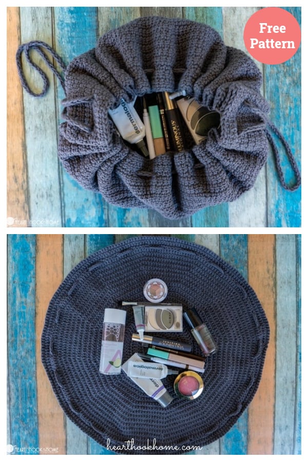 Drawstring Cosmetics Bag Free Crochet Pattern
