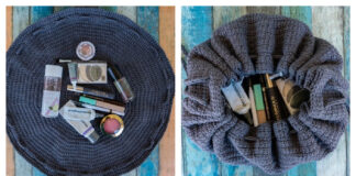 Flat-Lay Drawstring Bag Free Crochet Pattern