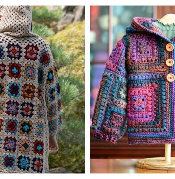 Granny Square Hooded Jacket Crochet Patterns