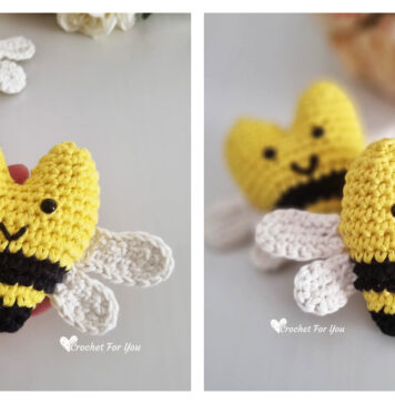 Heart Bees Amigurumi Free Crochet Pattern