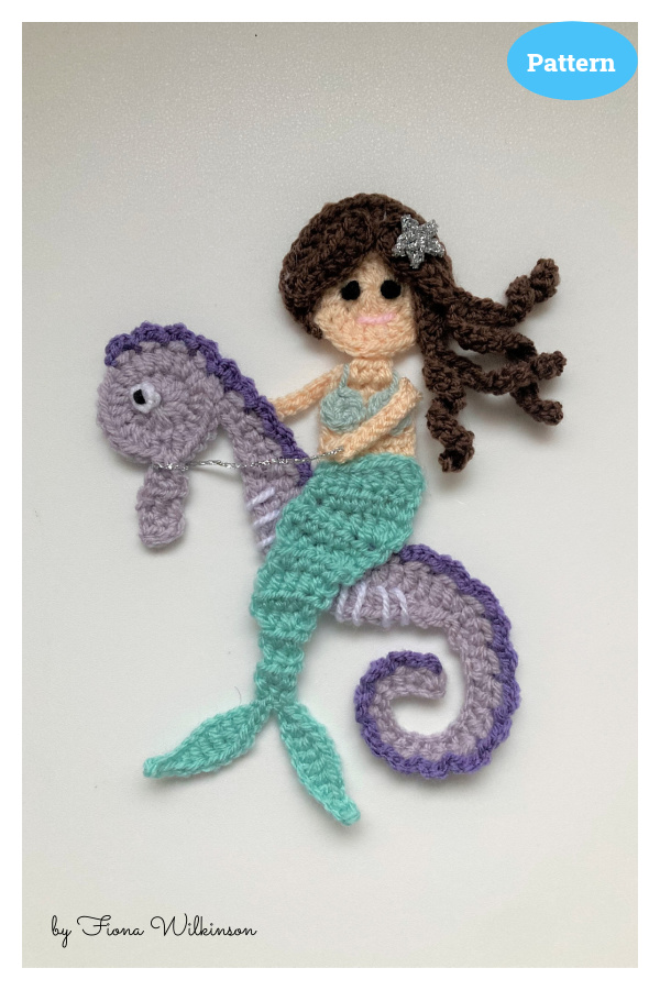 Mermaid On A Seahorse Applique Crochet Pattern
