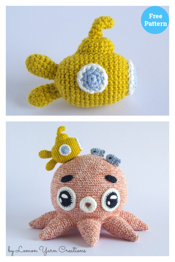 Octopus with a Little Submarine Amigurumi Free Crochet Pattern