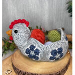 African Flower Chicken Egg Basket Crochet Pattern
