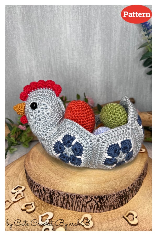 African Flower Chicken Egg Basket Crochet Pattern