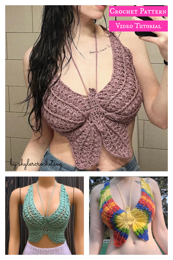Butterfly Shelly Top Crochet Pattern and Video Tutorial 