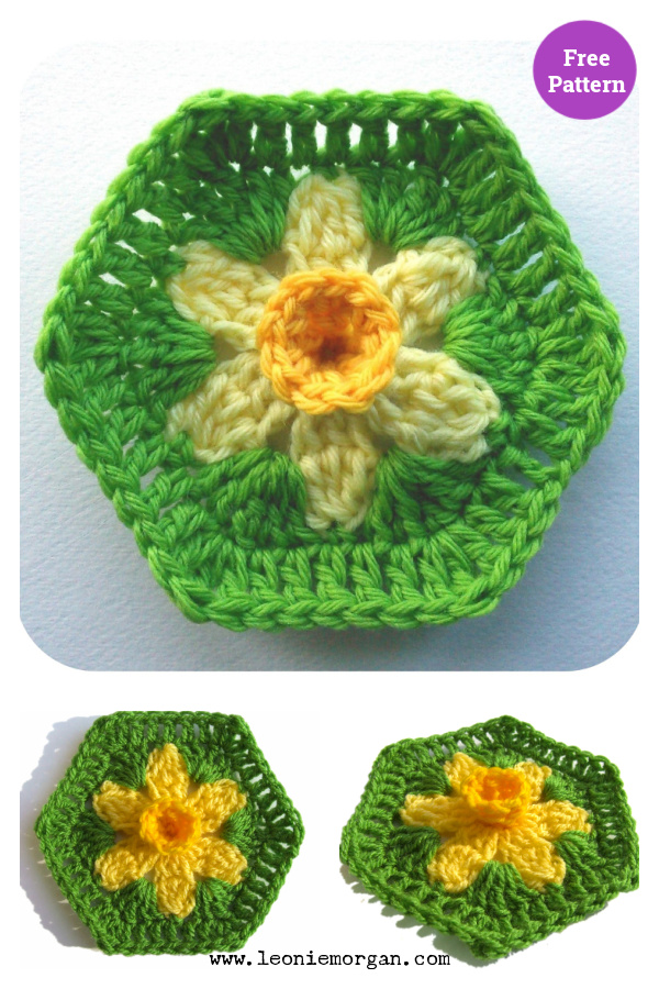 Daffodil Hexagon Free Crochet Pattern