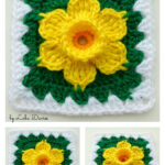 Daffodil in Granny Square Crochet Pattern