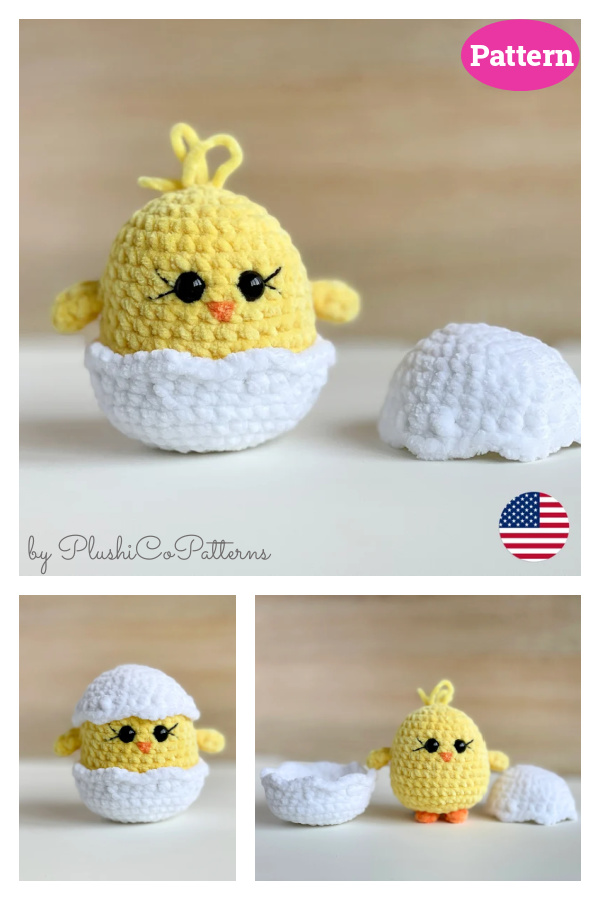 Easter Chick in Eggshell Amigurumi Plushie Crochet Pattern