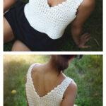 Easy V-Neck Crop Top Free Crochet Pattern and Video Tutorial