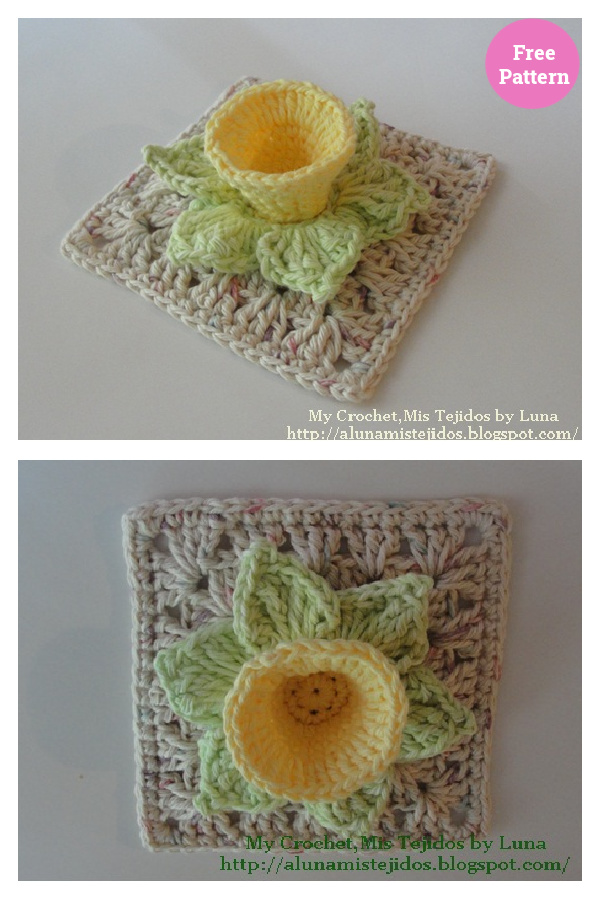Granny with Daffodil Flower Free Crochet Pattern