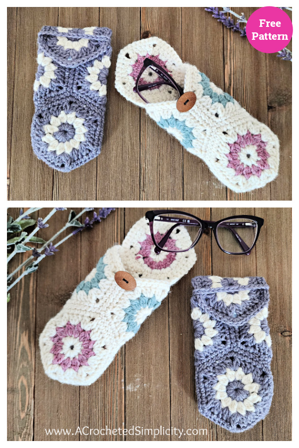 Hexagon Motif Eyeglass Case Free Crochet Pattern 