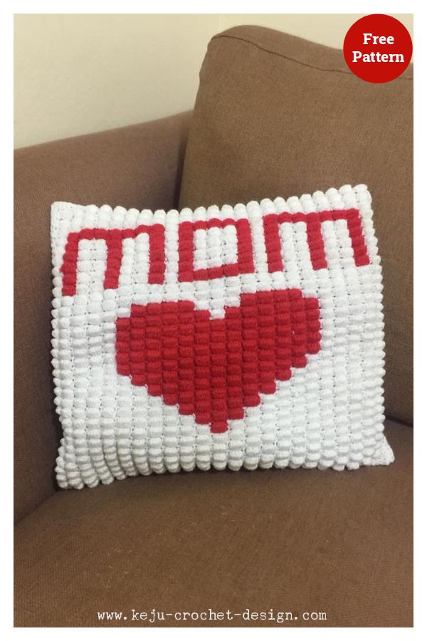 Love Mom Cushion Free Crochet Pattern