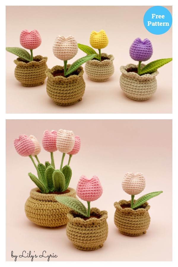 Mini Tulip Pot Amigurumi Free Crochet Pattern