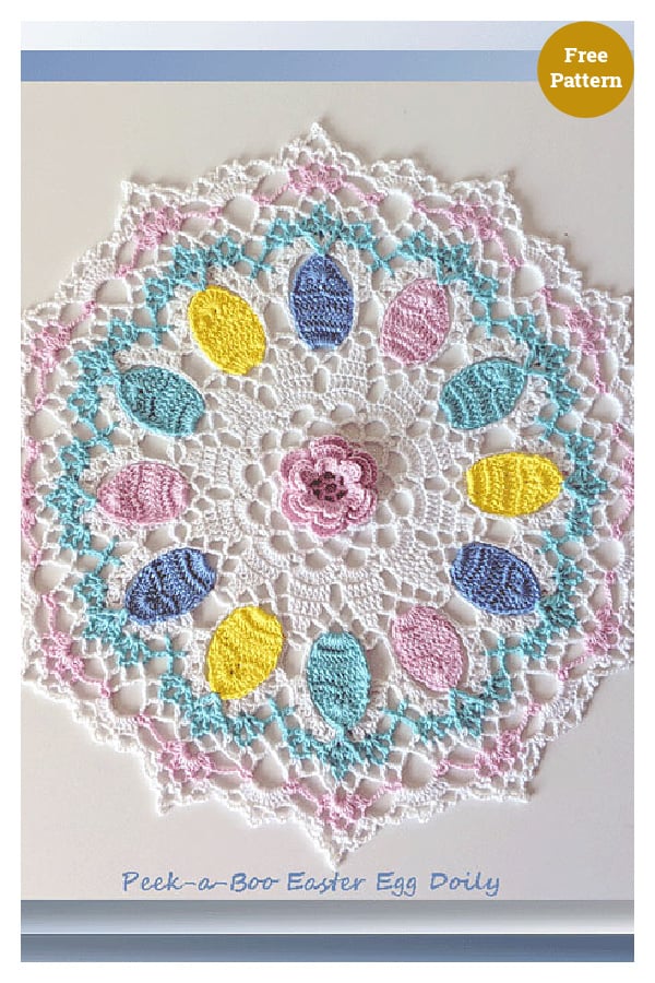 Peek-a-Boo Easter Egg Doily Free Crochet Pattern