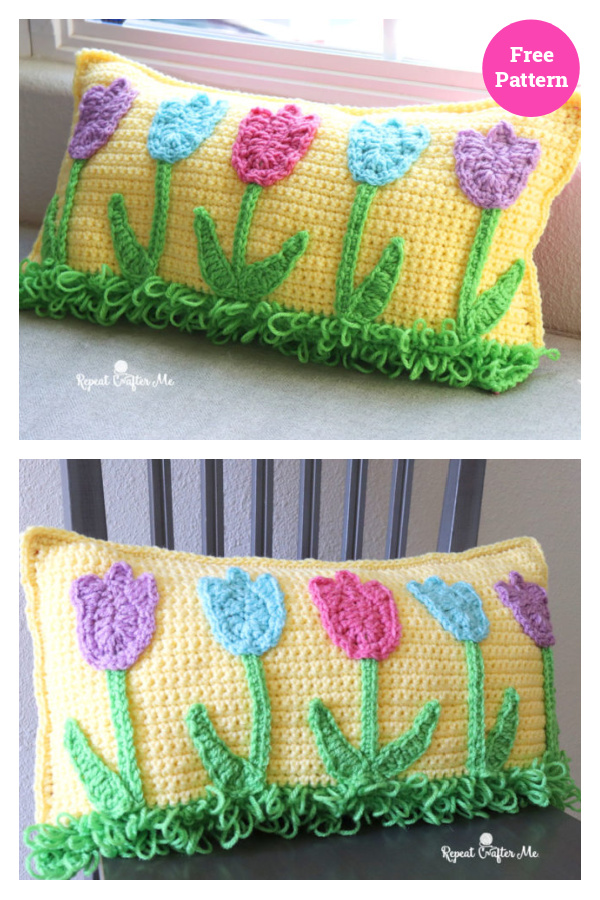 Tulip Pillow Free Crochet Pattern