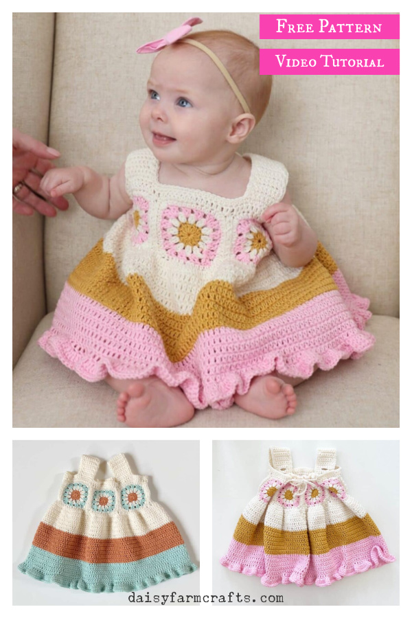 Baby Boho Sundress Free Crochet Pattern and Video Tutorial 