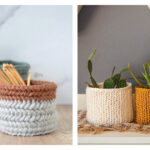 Herringbone Storage Basket Crochet Patterns