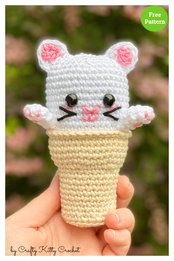 Kitty Ice Cream Cone Free Crochet Pattern